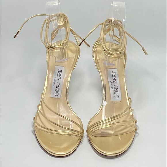 Jimmy Choo Antia Metallic Leather Ankle-Tie Sandals size 36 - Picture 4 of 12
